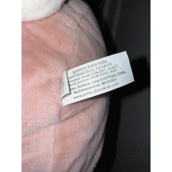 New Pottery Barn Kids Huggable 13" Squish Plush Bunny Pale Pink White Soft Gift - Picture 6 of 6